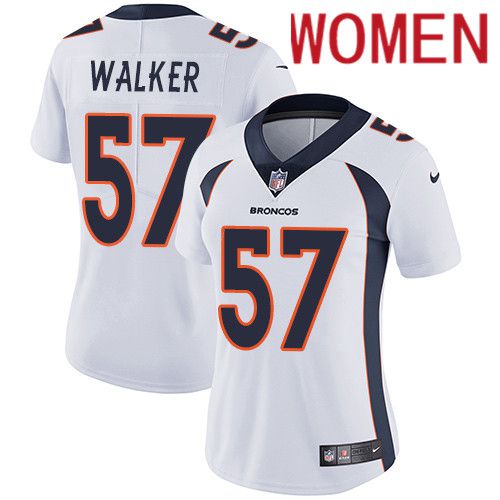 Women Denver Broncos #57 Demarcus Walker White Nike Vapor Limited NFL Jersey->women nfl jersey->Women Jersey